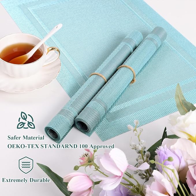 SHACOS Woven Vinyl Placemats Set of 4 Wipe Clean Place Mats - Image 5