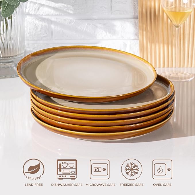 LERATIO Ceramic Dinner Plates Set of 4, 10.5 Inch Reactive Glaze Plate Sets | - Image 3