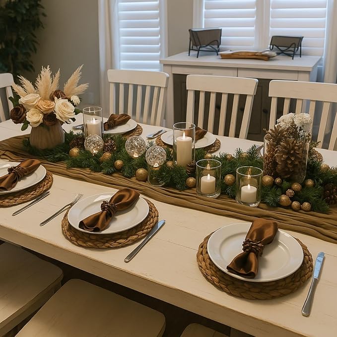 3 Pack Brown 10FT Cheesecloth Table Runner –120 Inch Rustic Gauze Table Runners - Image 6