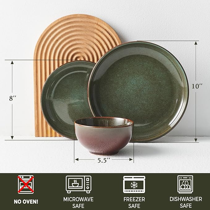 24 Piece Dinnerware Sets for 8, Modern Stoneware Plates and Bowls Setst - Image 2