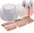 350 Pcs Rose Gold Disposable Party Dinnerware Sets by GoodLuck