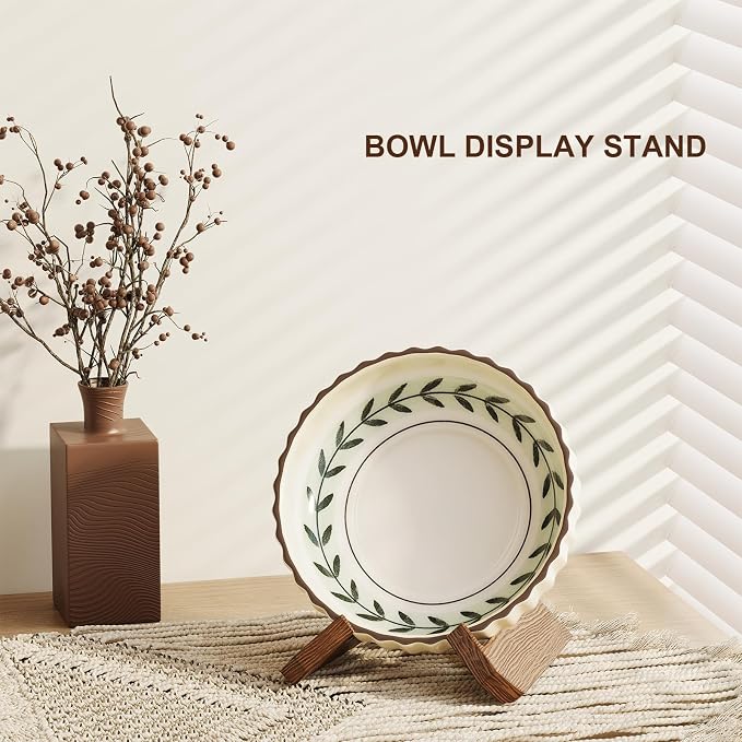 Extra Large Bowl Stands for Display 12 Inch Heavy Duty, Wooden Plate Stand Deep - Image 4