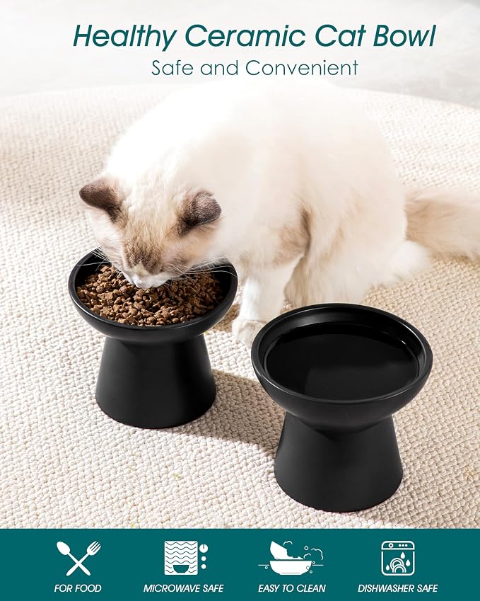 vancasso Ceramic Elevated Cat Bowls 2-Pack - Image 3