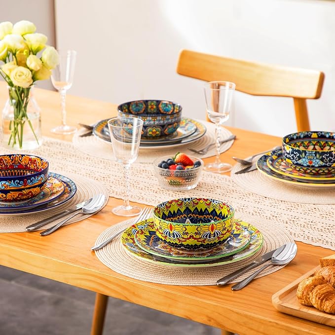 vancasso Plates and Bowls Sets, 12-Piece Porcelain Dinnerware Set Service - Image 5