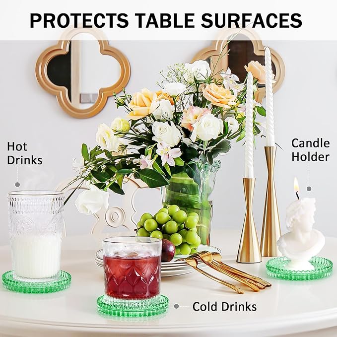 Modern Clear Glass Coasters Set of 8, Cute Coasters Table Mats - Image 3
