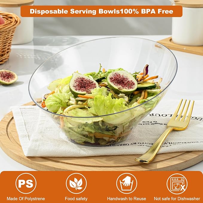 5 Pack Clear Plastic Serving Bowls - Image 5