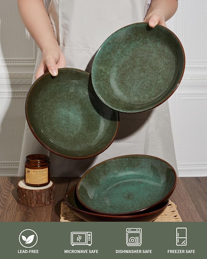 12 Piece Dinnerware Sets with Pasta Bowls, Stain Resistant Dish Set, Easy - Image 4