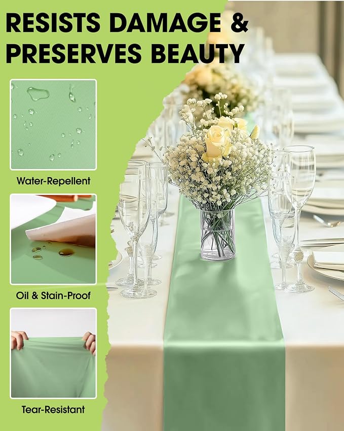 Pureegg Sage Green Plastic Table Runners - Image 2