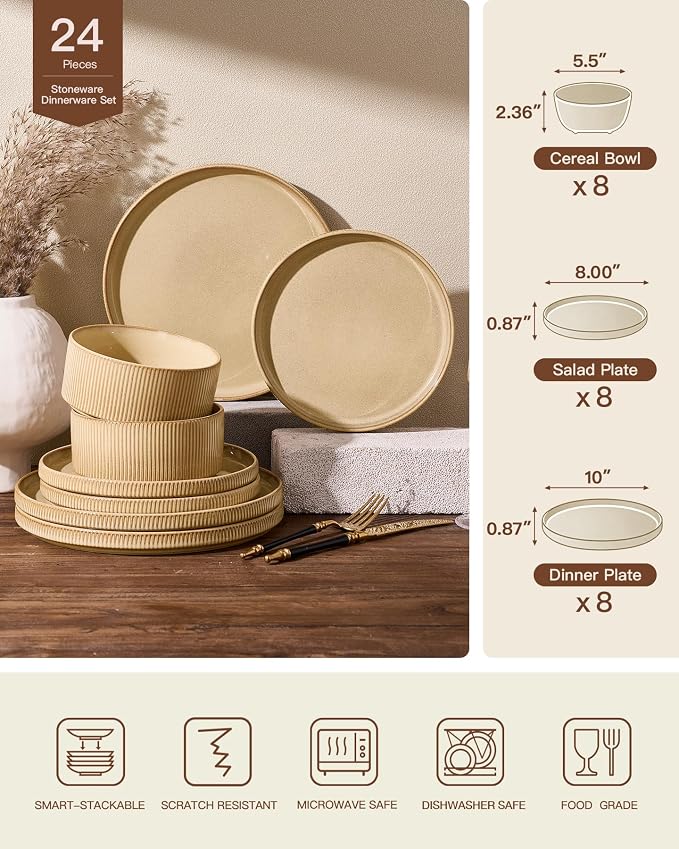 Stoneware Dinnerware Sets, Reactive Glaze Dishes Set - Image 8
