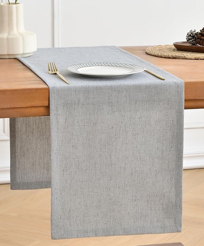 Wracra Linen Table Runner, Burlap Sliver Grey Table Runners 48 Inches Long | by Wracra