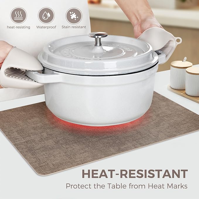 NCUE Vinyl Placemats Set of 6, Heat Resistant, Nonslip Faux Leather Waterproof - Image 2