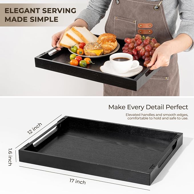 Wooden Serving Tray with Metal Handles|Ottoman Tray - Image 5
