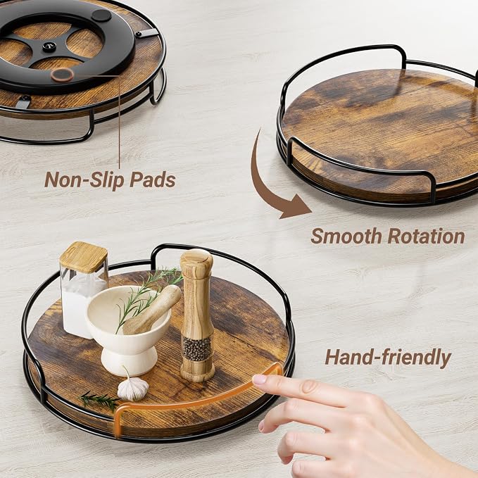 WOWBOX 9" Wood Lazy Susan Turntable Organizer - Image 5