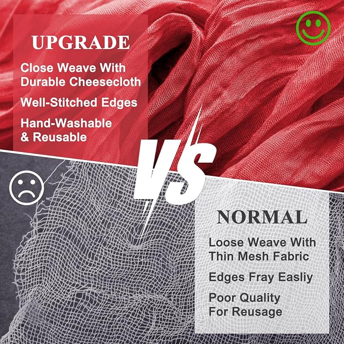 Cheesecloth Table Runner Red 10FT Boho Gauze Runner, 2 Pack | 120 Inch Cheese - Image 4