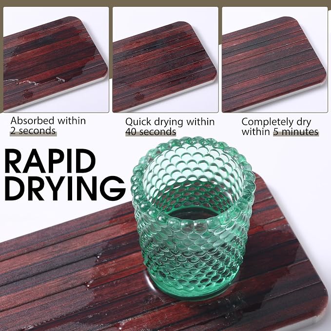2Pcs 8.6x4'' Water Absorbent Diatomite Coasters Diatomaceous Earth Drying Mat - Image 5