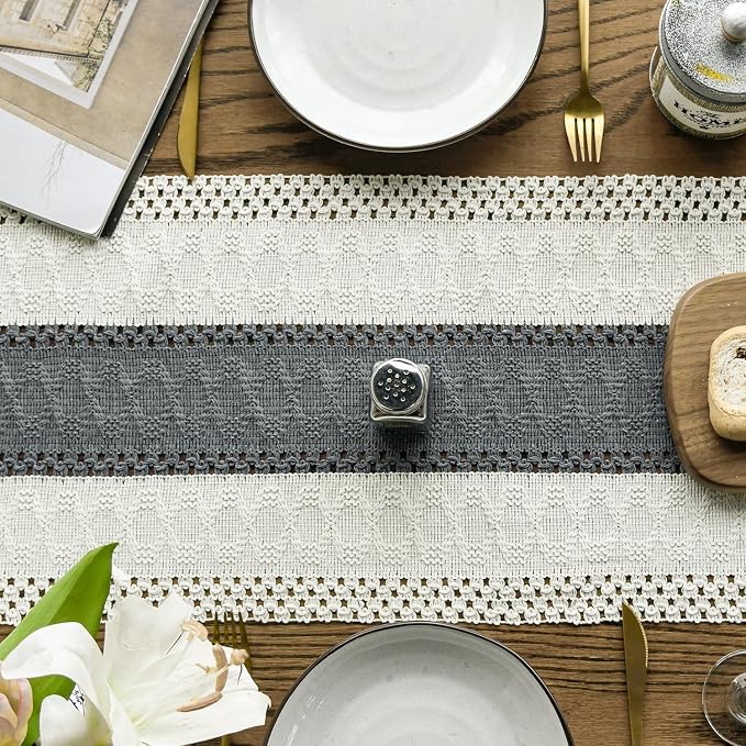 Artoid Mode Dark Grey Farmhouse Rustic Table Runner 12x90 Inch | Seasonal - Image 3