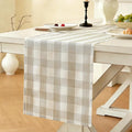 Laolitou Spring Beige Checkered Table Runner, Cotton Linen Gingham Table Runners by Laolitou