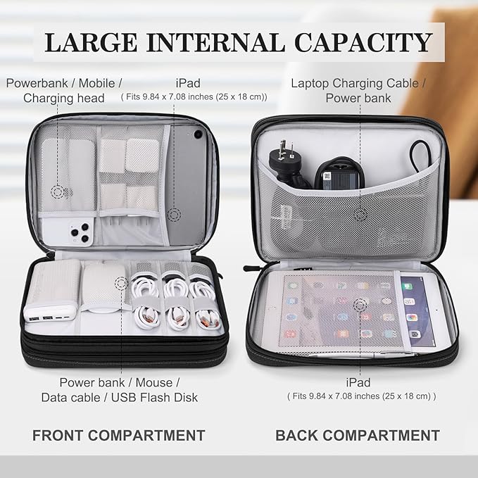 FYY Electronic Organizer, Travel Tech Pouch Bag, Extra Large, Waterproof - Image 3