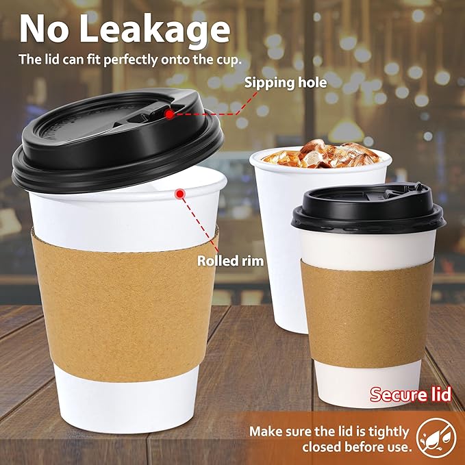 Clawsoff 100 Pack 12 oz Disposable Coffee Cups - Image 3