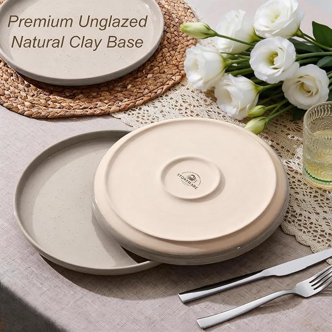 LIANYU 6 PCS Ceramic Dinner Plates Set, 10.5 Inch Round Stoneware Plates - Image 6