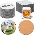 40 Pcs Sublimation Blank Coasters, Heat Transfer Wood Cork Coasters, 20 Round & by Unknown