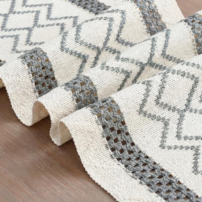 Artoid Mode Dark Grey Stripe Diamond Woven Table Runner 12x60 Inch | Holiday - Image 6