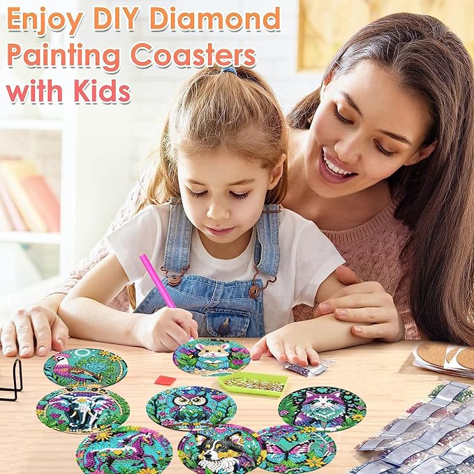 ijbnhd 8 PCS Animals Diamond Painting Coasters 4X4inch | Animals Diamond Art - Image 4