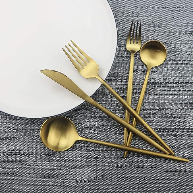 JASHII Luxury Gold Flatware, 5-piece Elegant Cute 18/10 Stainless Steel - Image 7