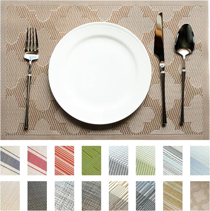 Placemats Set of 6 Vinyl/Plastic Woven Place Mats by Unknown