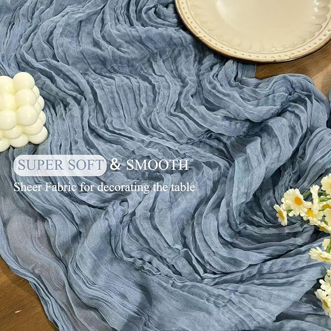 20Pack Dusty Blue Cheesecloth Table Runner 10Ft Gauze Table Runner | Blue - Image 8