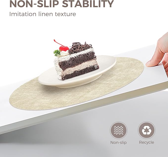 NCUE 13" Faux Leather Round Placemats Set of 6, Reversible Dual-Color | - Image 3