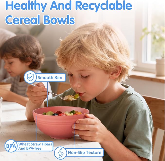 Quatish 10 PCS Unbreakable Cereal Bowls, Dishwasher & Microwave Safe Wheat - Image 5