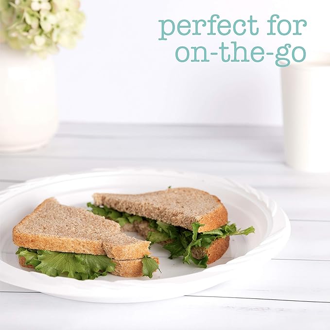 100 Count Disposable 10 Inch White Plastic Dinner Plates Extra Large - Image 4