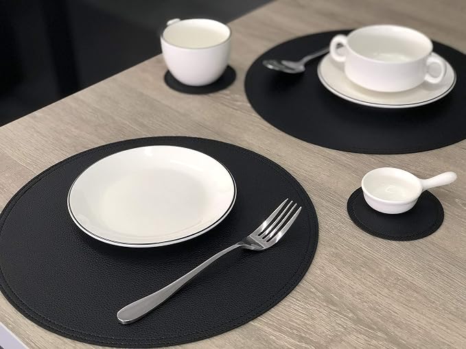 Faux Leather Round Placemats and Coasters, Disko Table Mats and Drink Spills - Image 5