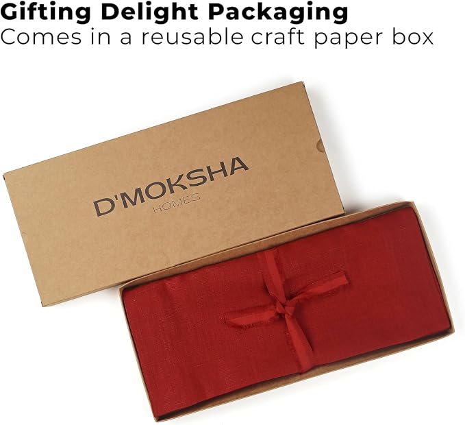Classic Linen™ by D'Moksha Red Table Runner 36 Inches, 100% Pure Linen - Image 5