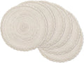 SHACOS Round Placemats Set of 6 Boho Braided Bordered Place Mats 15 inch by SHACOS