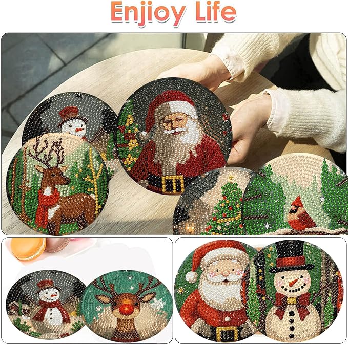 ijbnhd Christmas Diamond Art Coasters Kit, 4X4inch | Christmas Diamond Painting - Image 2