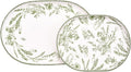 Bico Green Garden Toile De Jouy 16 plus 12 inch Oval Platters Set, Microwave by Bico