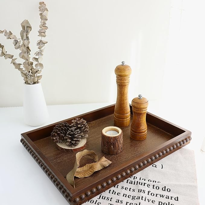 Hrastany Wood Decorative Tray, Distressed Outdoor Serving Tray - Image 5