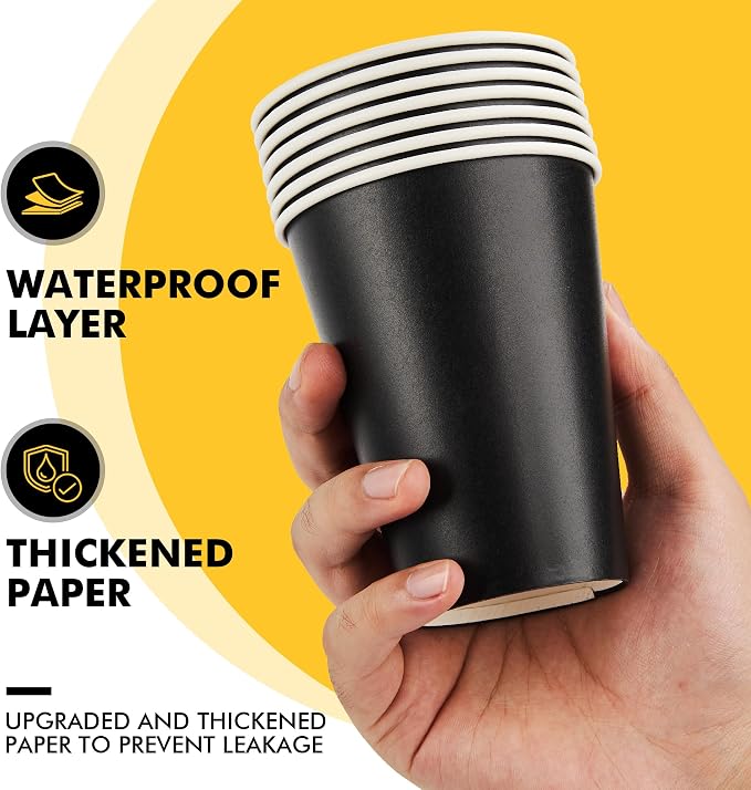 RACETOP Coffee Cups with Lids 12 oz 100 Pack, Thick Paper, Leak-Proof Lids & - Image 6