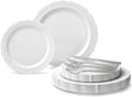 OCCASIONS 150 Pcs White Fancy Disposable Plastic Plates Set by OCCASIONSFINESTPLASTICTABLEWARE