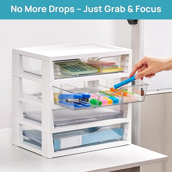 Vtopmart Clear Desktop Organizer, 4-Tier Drawer Storage - Image 5