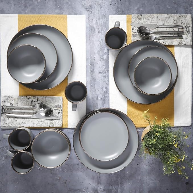 Gibson Home Rockaway 16-Piece Round Stoneware Dinnerware Set, Service - Image 6