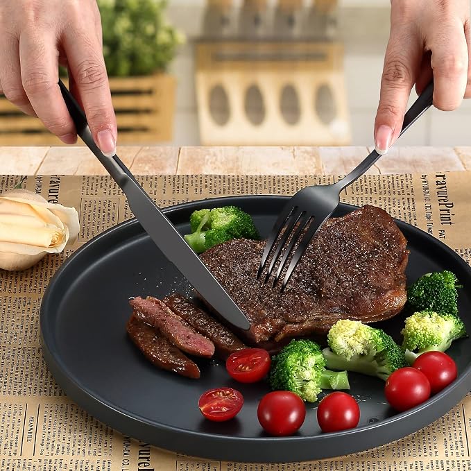 Matte Black Silverware Set for 4, Flatware Cutlery Set 20 Piece | Premium - Image 7