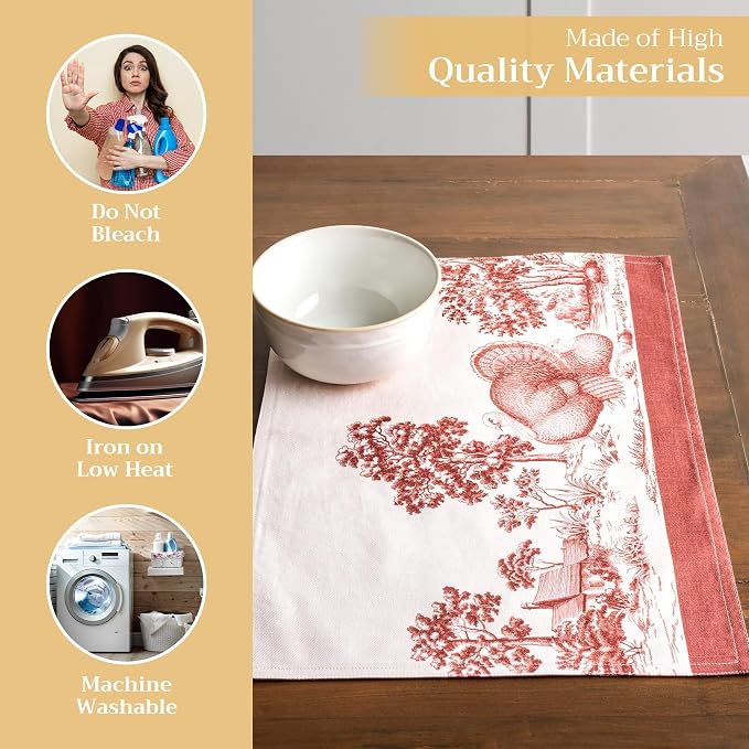 Maison d' Hermine Placemats Set of 4 Reusable 100% Cotton | Cloth Place Mats - Image 3