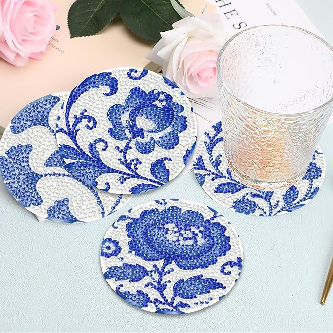 Mrnsiet 8PCS Flowers Diamond Art Coasters Kits - Image 7