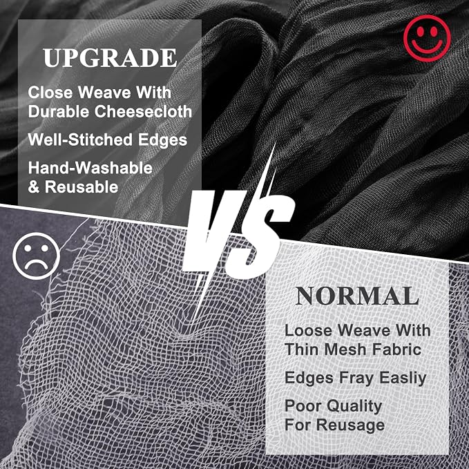 Cheesecloth Table Runner Black 10FT Boho Gauze Runner, 6 Pack | 120 Inch Cheese - Image 4