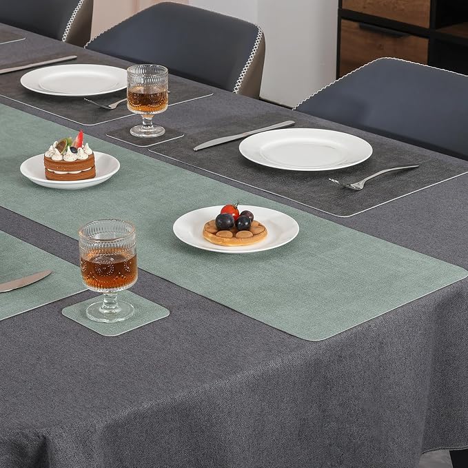 Table Runners 94 Inch Long, Dual-Sided Faux Leather Table Runner | Waterproof - Image 9