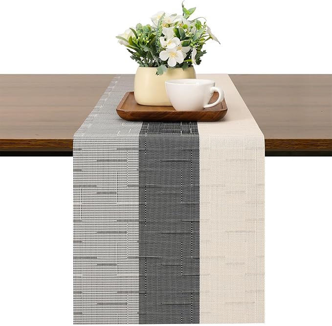 Table Runner 71 Inches Long, Vinyl Woven Farmhouse Table Runners | Washable by Chitomars