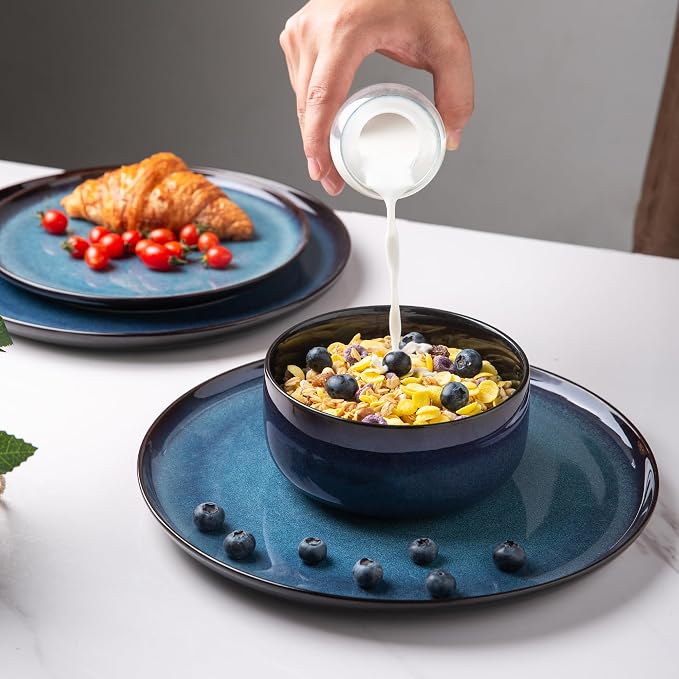 LERATIO Ceramic Dinner Plates Set of 4, 10.5 Inch Reactive Glaze Plate Sets | - Image 4